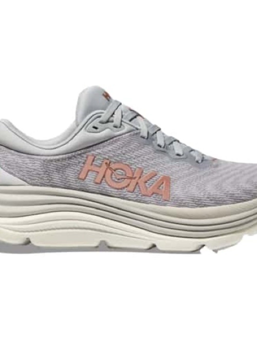 Hoka Light Gray and Blush Women's Running Shoe